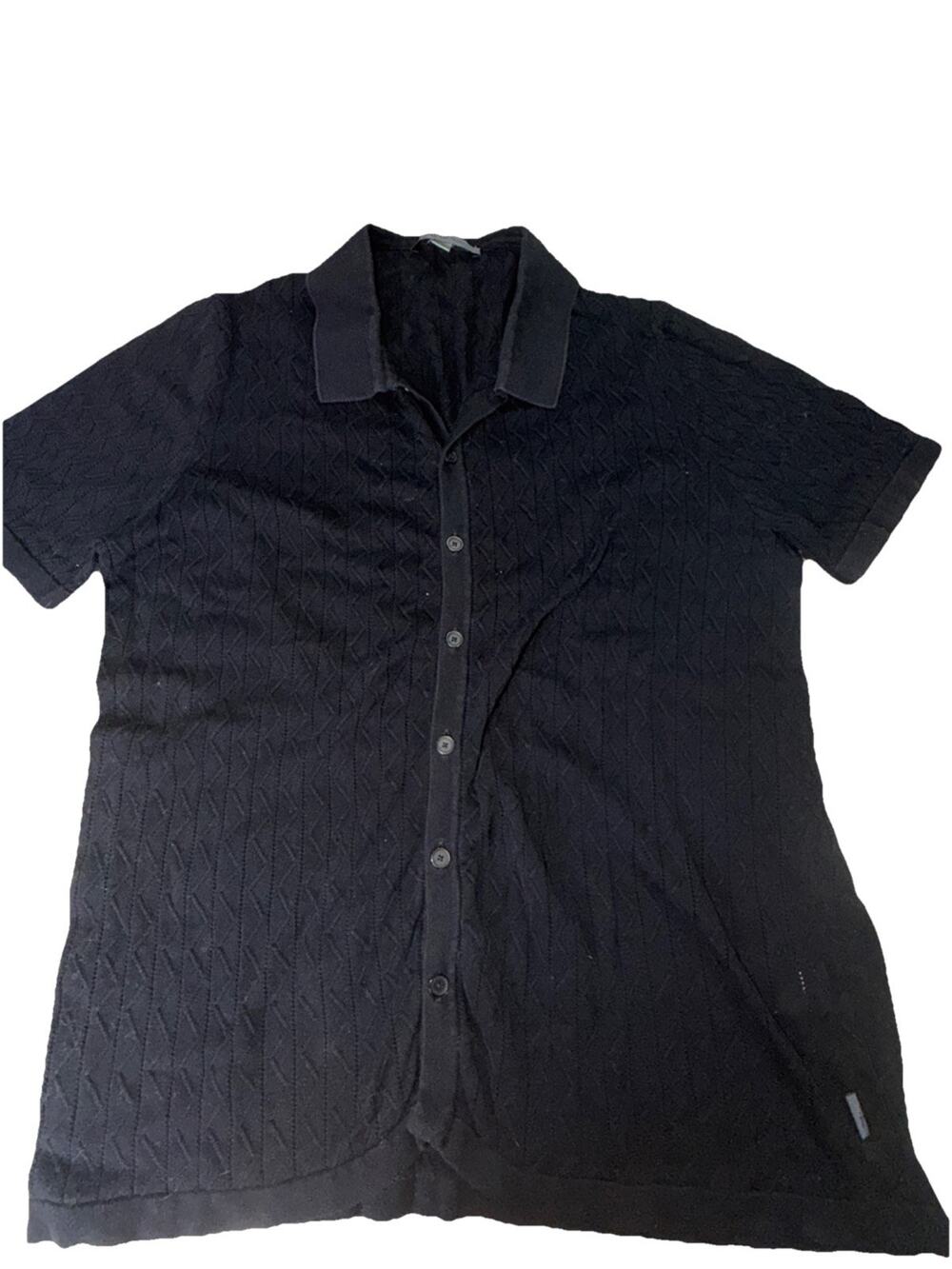 Men’s John Vavatos Medium Black Knit Polo EUC (AI15)